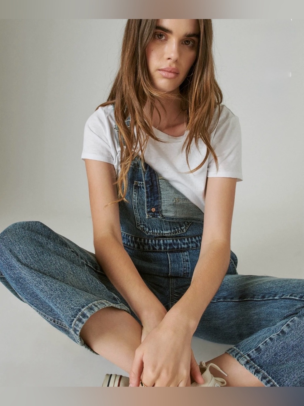UEC LUCKY BRAND 100% DENIM BLUE JEAN BOYFRIEND OVERALLS SZ L